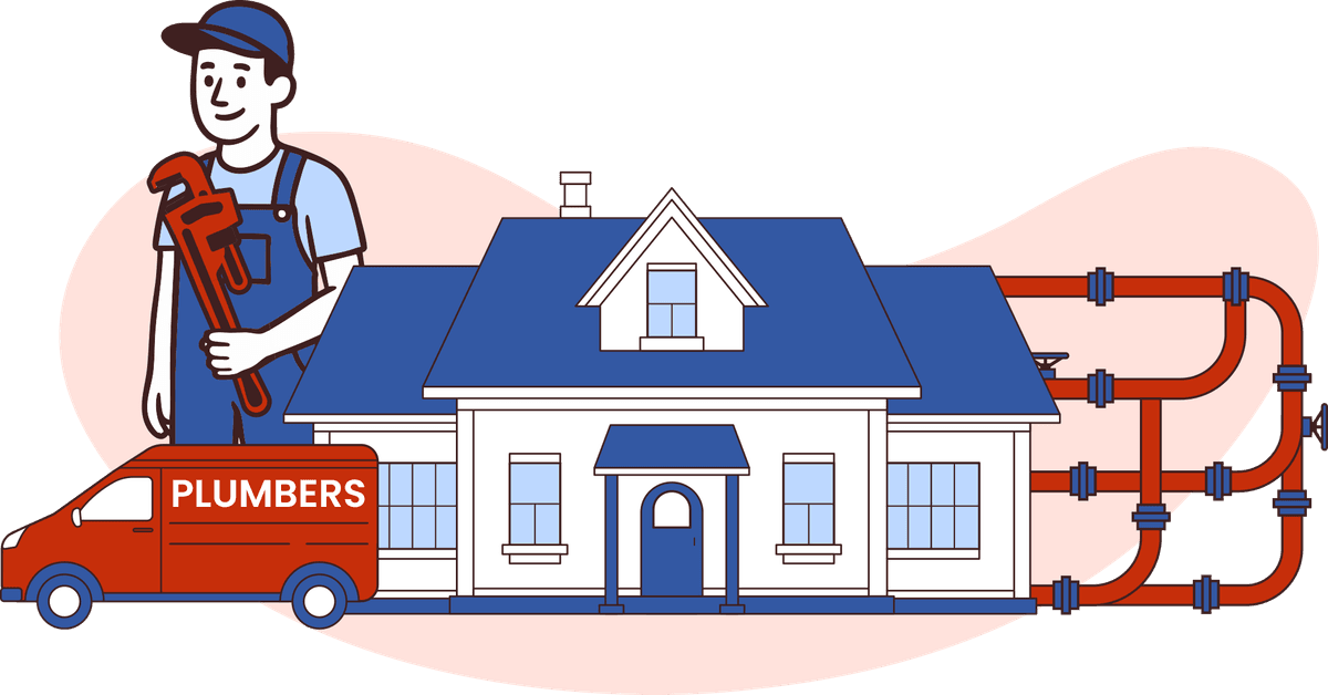 Smiling house painter holding a roller brush beside a residential home and branded painters van, representing professional house painting services